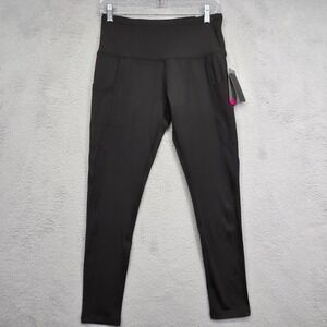 NYL Sport Leggings Womens M Black Skinny Stretch Workout Running Performance NEW